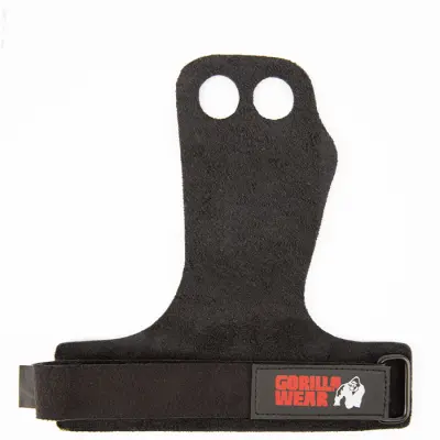 2-Hole Leather Lifting Grips Svart