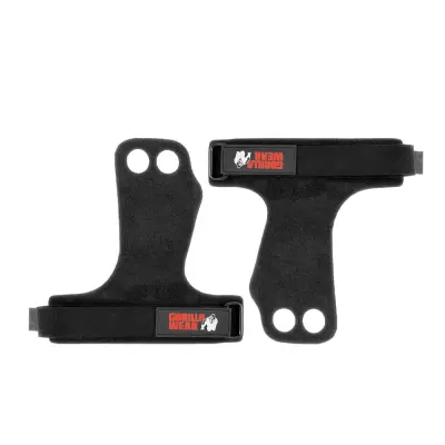 2-Hole Leather Lifting Grips, black, small