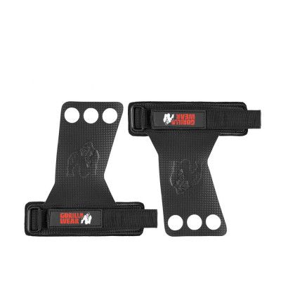 3-Hole Carbon Lifting Grips, black, medium