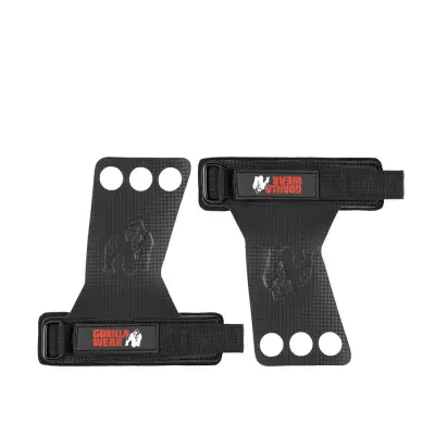 3-Hole Carbon Lifting Grips, black, small