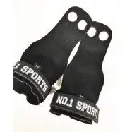 No.1 Sports Pull Up Grips Black Leather - Large