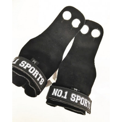 No.1 Sports Pull Up Grips Black Leather - Medium