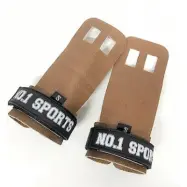 No.1 Sports Pull Up Grips Brown Leather - Large
