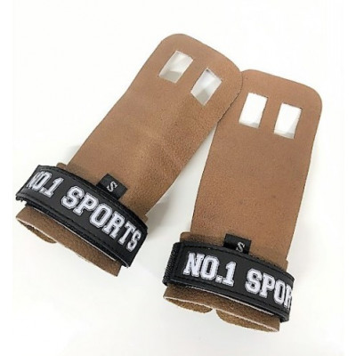 No.1 Sports Pull Up Grips Brown Leather - Large