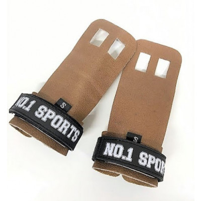 No.1 Sports Pull Up Grips Brown Leather - Small