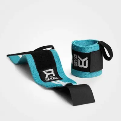 Better Bodies Womens Wrist Wraps - Aqua/White