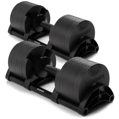 Hammer Sport Smartlock dumbbell set 64 kg, 2x32 kg (Par), Justerbara hantlar