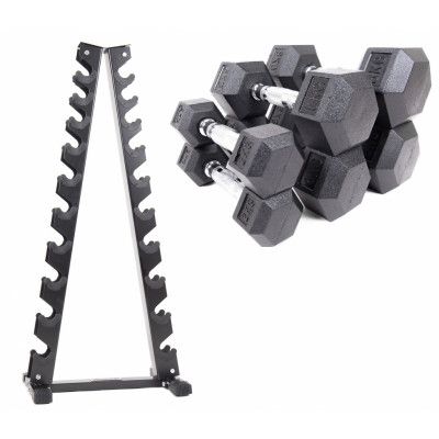 Hantelpaket Hexagonhantlar 1-10kg med A-ställ - Recoil