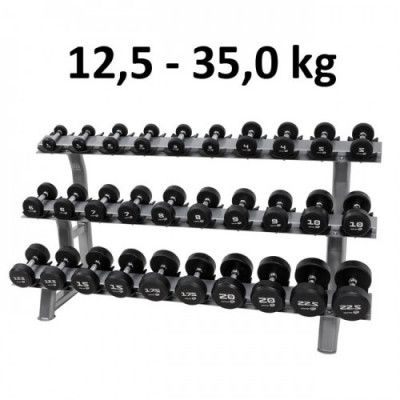 Hantelset 12,5-35,0 kg Rund Gummi / Krom Hantel Master Fitness