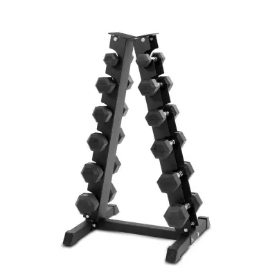 Hexhantelset med ställ, 6-par: 2 - 9 kg