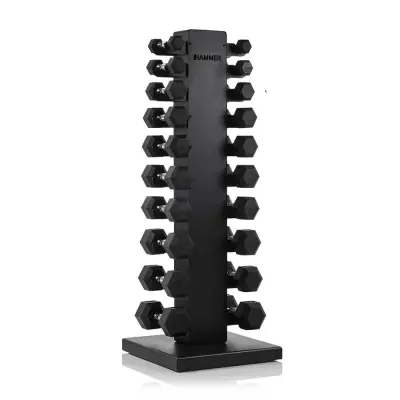 Hexhantelset med ställ, 10-par: 1 - 10 kg, Hammer