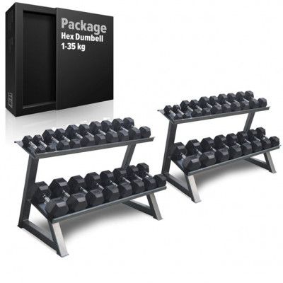Paket Hantlar Gummi/Krom Hex 1-35 kg