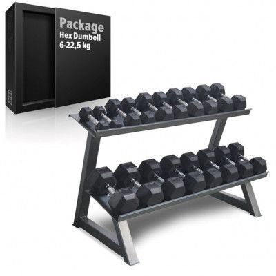 Paket Hantlar Gummi/Krom Hex 6-22,5 kg