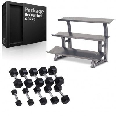 Paket Hantlar Gummi/Krom Hex 6-35 kg
