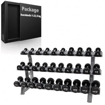 Paket Hantlar Gummi/Krom 1-22,5 kg