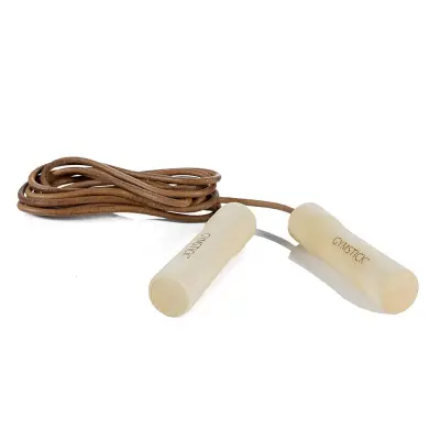 Gymstick Leather Jump Rope - Wood, Hopprep