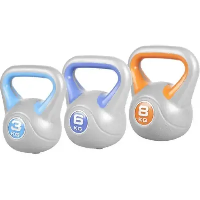 Gorilla Sports Kettlebell Fitnesspaket - 3kg 6kg 8kg, Paket Kettlebell