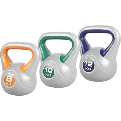 Gorilla Sports Kettlebell Fitnesspaket - 8kg 10kg 12kg, Paket Kettlebell