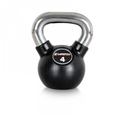 Kettlebell, gummi/krom 4 kg, inSPORTline