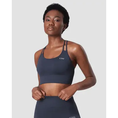 Ribbed Define Seamless Sports Bra, Smokey Blue