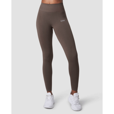 Ribbed Define Seamless Tights, Dark Sand