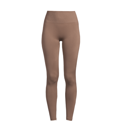 Seamless Graphical Rib High Waist Tights, Taupe Brown