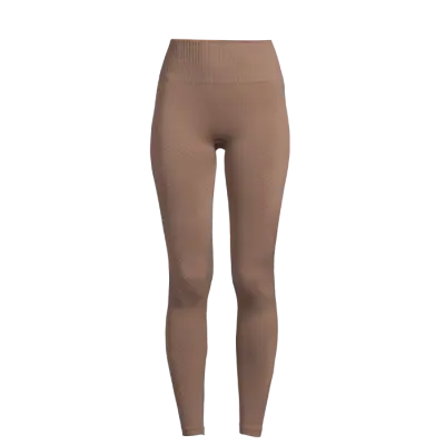 Seamless Graphical Rib High Waist Tights, Taupe Brown