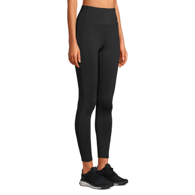 Shiny Rib Instert High Waist Tights, Black