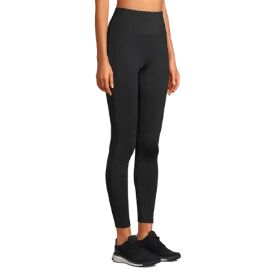 Shiny Rib Instert High Waist Tights, Black