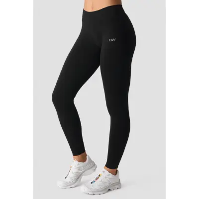 Smooth Seamless Tights Medelhög Midja V‑form Svart