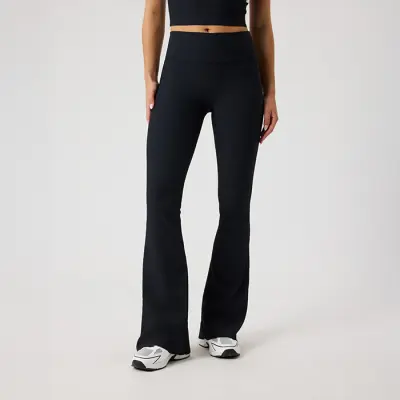 Studio Ribbed Flare Tights Svart