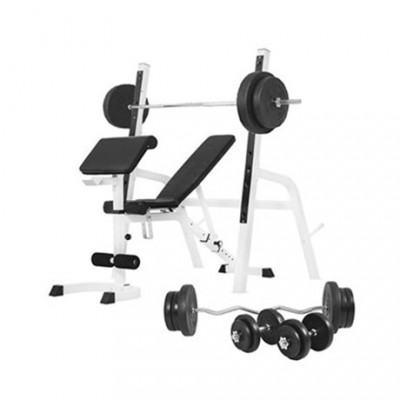 Träningsbänk Skivstångsställning WHITE - 100kg