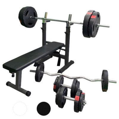 Bänkpress PRO Skivstång Curlstång Hantelset 100kg
