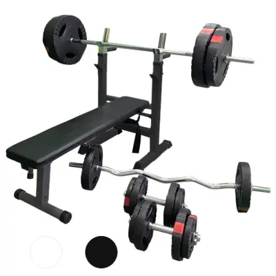 Bänkpress PRO Skivstång Curlstång Hantelset 100kg