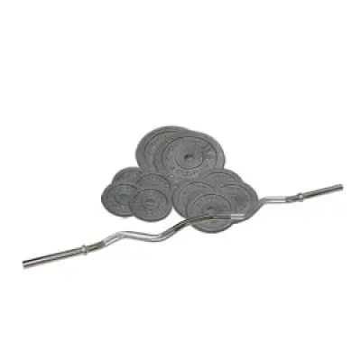 Curlstångsset, 30 kg JTC Power, Slät stång med fjäderlås