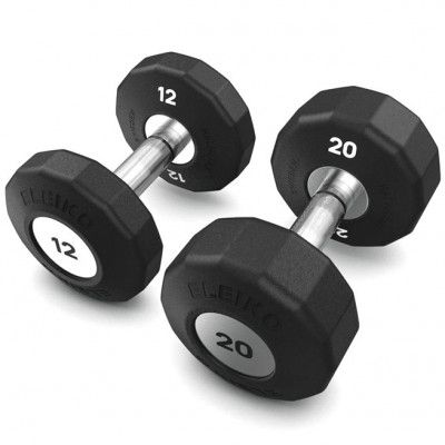 Eleiko Evo Dumbbell Rotating Set 12-20 kg, Paket Hantlar - Gummi/krom
