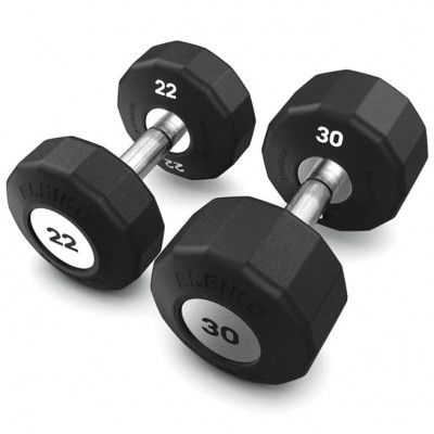 Eleiko Evo Dumbbell Rotating Set 22-30 kg, Paket Hantlar - Gummi/krom