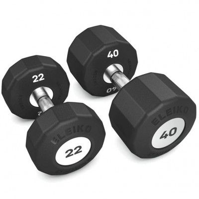 Eleiko Evo Dumbbell Rotating Set 22-40 kg, Paket Hantlar - Gummi/krom