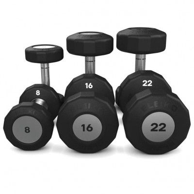 Eleiko Evo Dumbbell Rotating Set 8, 16, 22 kg, Paket Hantlar - Gummi/krom