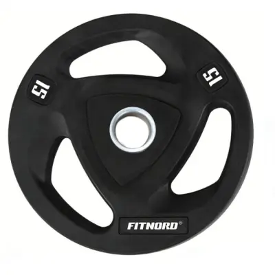FitNord Viktskiva 15kg, Tri-Grip Black