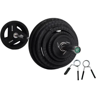 Master Fitness Skivstångsset 127,5 kg PU Plates Pro, Skivstångsset gummerade