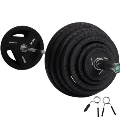 Master Fitness Skivstångsset 177,5 kg PU Plates Pro, Skivstångsset gummerade