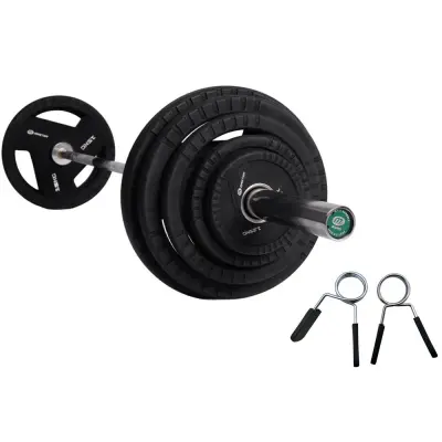 Master Fitness Skivstångsset 87,5 kg PU Plates Pro, Skivstångsset gummerade