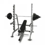 Bänk, ställning& skivstångsset 140 kg, gummi