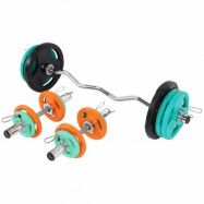 Gorilla Sports Curlstång Hantlar TRIGRIP 50 mm - 75kg, Skivstångsset gummerade