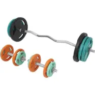 Gorilla Sports Curlstång Hantlar Trigrip S - 70 kg, Skivstångsset gummerade