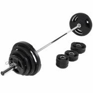 Gorilla Sports Skivstångspaket TriGrip 50 mm - 130kg, Skivstångsset gummerade