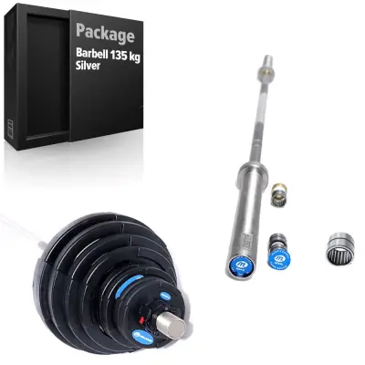 Master Fitness Skivstångsset 135 kg Deluxe, Skivstångsset gummerade