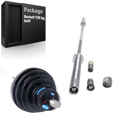 Master Fitness Skivstångsset 135 kg Deluxe, Skivstångsset gummerade