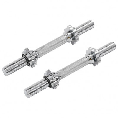 vidaXL Hantelstänger 2 st 3x35 cm massivt stålsilver